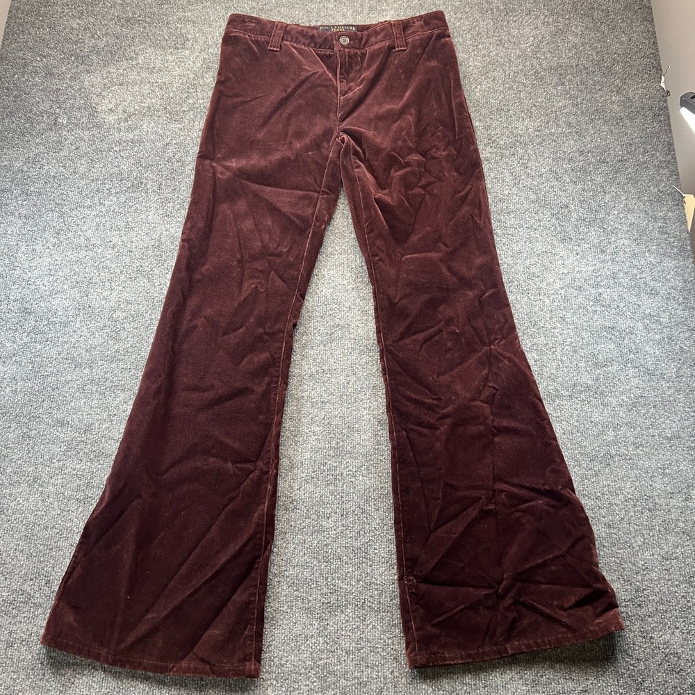 Juicy Couture Corduroy Pants Womens 32 Burgundy Mid Rise Flat Front Flare Leg